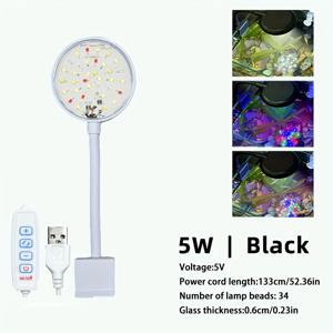 TEMU USB 수족관 LED 조명, 수생식물용 멀티모드 디밍, Full- 미니 클램핑 라이트 5V, 소형어항·담수탱크·플랜팅탱크에 적합, 배터리없이 사용가능한 조절형 수족관 액세서리. 고품질 LED