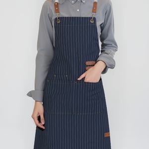 TEMU 1pc 내구성 있는 줄무늬 데님 앞치마, 조절 가능한 허리 및 포켓 - 쉬운 청소, 모든 계절 캐주얼 요리 및 베이킹 앞치마, 남성 및 여성용, 다용도 작업복, 기능성 디자인, 쉬운 청소 소재