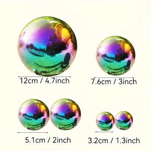 TEMU 6개 세트 혼합 무지개 스테인리스 거울 글로브, 폴리싱 공예와 중공 경량 디자인, 벽걸이 또는 스탠드 디스플레이용 숨겨진 고리, 레드-오렌지/옐로우-그린/블루-바이올렛 컬러 믹스로 빛과 그림자 매트릭스 창조, 내구성 있는 녹슬기 방지 및 스크래치 방지 코팅, 야외 집들이/실내 발렌타인데이/크리스마스 장식에 완벽한 로맨틱 멀티컬러 분위기