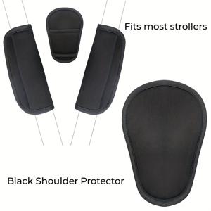TEMU 어린이용 차량 블랙 숄더 커버 세트, 유모차 어깨 보호대, 카시트 어깨 스트랩, 베이비 선물, 가벼운 접착식