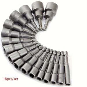 TEMU 18피스 육각 렌치 세트, 크롬 바나듐 스틸, 너트 드라이버 및 스크루드라이버 도구 세트, 5mm -13mm, 가정 및 자동차 정비용, 미끄럼 방지