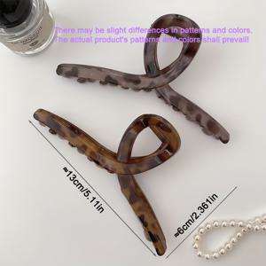 TEMU 2개 세트 우아한 심플 프린트 샤크 클립 - 두꺼운/얇은 머리용, 대형 헤어 그립, 스타일리시 빈티지 여성 헤어 액세서리