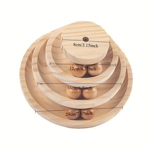 TEMU 2025 신제품 삼중층 트랙 볼 턴테이블 고양이 제품 - 원목 + PP 내구성 소재, 자가 회전 기능 + 고양이 놀이와 지능형 설계, 새끼고양이 및 성견 모두 적합, 무소음 디자인 + 긁힘 방지, 솔리드 우드 제작, 펫용 멀티캣 가정용, 인터랙티브 , 내구성 강화