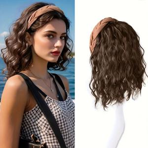 TEMU 투투룩 웨이브 하프 가발 - 클립온 숏 헤어피스 (브라운/블론드/브루넷 톤), 가볍고 통기성 좋은 데일리, 파티, 이벤트용 | 인스턴트 볼륨, 유지보수 불필요 (접착제/스프레이 없음)