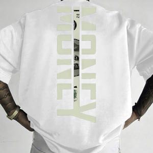 TEMU 남성용 캐주얼 여름 티셔츠, 달러 빌 프린트 - 루즈핏 라운드 넥, 베이지 컬러, 선물용 독특한 디자인, 어린이 및 개학 패션, 여름 캐주얼웨어 | 편안한 원단의 셔츠