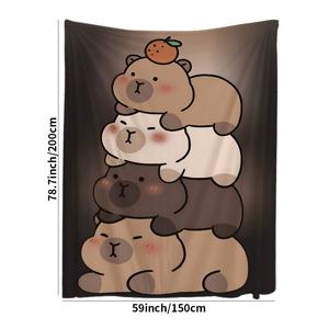 TEMU 1pc Capybara 프린트 플러시 플리스 담요 - 소프트, 가벼우며 따뜻함, 소파, 침대, 사무실, 캠핑 및 여행에 완벽함 - 귀여운 Capybara 디자인으로 모든 계절을 아우르는 편안한 장식, 소파 담요, 사무실 던지기, 재미있는 디자인, 부드러운 텍스처