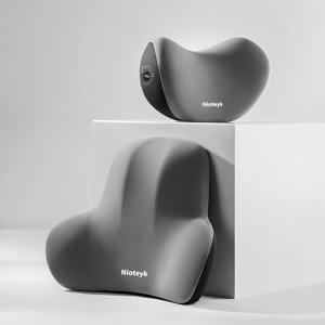 TEMU 자동차 헤드레스트 & 요추 지지대 콤보 세트 - 목과 요추 곡선에 맞춰진 인체공학적 디자인, 고탄력 폼으로 최적의 지지감 제공, 장거리 운전용, 대부분의 차량 시트에 적합 (헤드레스트 1개 + 요추 쿠션 1개 포함)