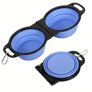 TEMU 여행용 접이식 강아지 그릇, 휴대용 사료 및 물그릇 - 350ml 용량 (2개 세트), 소형~중형 반려동물용 컴팩트 디자인