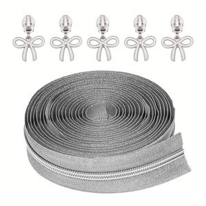 TEMU 1세트, #5 실버 스레드 지퍼와 다양한 풀탭 – DIY 및 수선용, 재봉틀에 사용하기 적합한 Zip In 방식의 고품질 나일론 팬츠/자켓 대체용 블루 지퍼. 재봉 소모품과 DIY를 위한 기능성 있는 강화 이빨이 있는 범용 지퍼