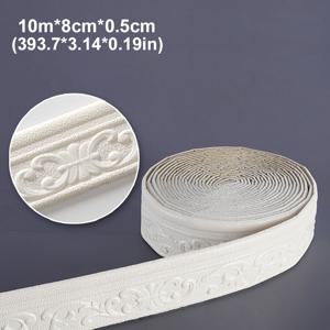 TEMU 393.7인치 자가 접착식 3D 벽 트림 폼 테이프 - 방수, 잔여물 없음, 베이스보드 & 벽 장식용 우아한 플로럴 디자인 (화이트, 베이지, 브라운, 그레이) 침실 및 주방용