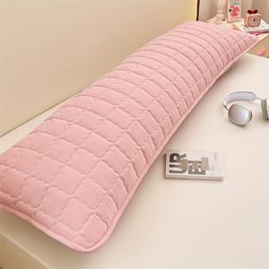 TEMU 1개 소프트 핑크 퀼트 롱 베개커버 48x180cm - 울트라 소프트 라이트 베이지 친화적 원단, 부드럽고 통기성 좋음, 세탁기 사용 가능, 침실, 소파 또는 사무실 낮잠에 완벽