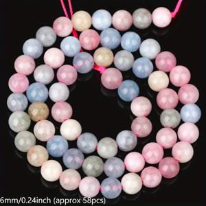 TEMU LOMUINE 15인치 모건라이트 스페이서 비즈 - DIY 주얼리 만들기용, 파스텔 핑크, 블루, 라벤더, 피치, 민트 그린 등 다양한 색상, 손으로 연마된 보석 구슬 (6-10mm) 팔찌·목걸이·귀걸이용