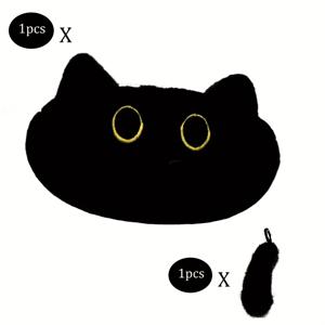 TEMU 2개 세트 블랙 고양이 펜슬 케이스, 소형 화장품 파우치 포함 (펜슬 케이스 1개 + 펜던트 1개), 고등학생 필수 백투스쿨 아이템|필통