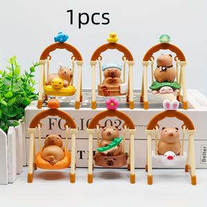 TEMU 1개 미스터리 럭키 박스, 스윙 캡이바라 플러시 장난감, 귀여운 PVC 인형, 홈 데코/차량 장식용, 생일 또는 휴일 선물로 완벽, 크리스마스 및 할로윈 장식, 가을 집 꾸미기 컬렉터블 피규어