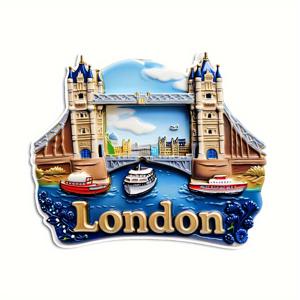TEMU 1개 런던 테임스 브리지 자석 냉장고 마그넷 - 타워 브릿지 & 빅 벤 디자인, 런던 아이 포함, 아크릴 & 고무 소프트 매그넛, 미끄럼 방지 주방 장식, 세계 유명 랜드마크 기념품 여행 선물, 졸업 선물, 홈 , 2D 플랫