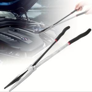 TEMU 11인치 긴 접근식 니들 노즈 플라이어 - 직선 및 벤틸 노즈 덕빌 플라이어, 좁은 공간 및 자동차용, 내구성 강철 구조, 인체공학적 핸들, 정밀 그립, 차량 수리용, 세련된 메탈릭 마감, 견고한 도구 디자인, 자동차 기계공 도구, 긴 노즈 플라이어, 자동차 플라이어