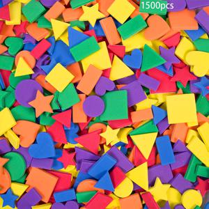TEMU 폼 스티커 - 1500개 자체 접착식 폼 스티커, DIY 아트 공예용 기하학적 모양 (원형, 사각형, 삼각형, 하트, 오각별) EVA 폼 스티커, 수제 선물,예술적 장식,장식용 모양,내구성 있는 소재,접착 모양,교사용품
