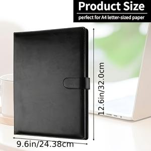 TEMU 1개 전문가용 바인더 정리기, 필기 패드 및 펜 슬롯 포함 - A4/레터 사이즈 사무실 바인더, 비즈니스, 회의, 이력서 폴리토용 포켓 문서 정리함 - 블랙 바인더, 세련된 디자인, 견고한 구조, 기업 구성