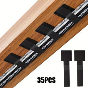 TEMU 35개 세트 블랙, 그레이 & 화이트 강력 접착식 후크 앤 루프 케이블 타이 - 다목적 와이어 정리용 나일론 스트랩, 사무실 및 홈 오거나이저, 재사용 가능한 밴드, 튼튼한 접착제, 유연한 소재, DIY 정리용 멀티팁
