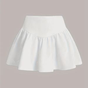 TEMU 여성용 우아한 숏 스커트 - 내추럴 스모크 탑 & 숏 길이, 솔리드 컬러 사계절 다용도 드레스, 캐주얼, 오피스, 세미 포멀 웨어용 세탁기 사용 가능한 편안한 숏 스커트 (부피 없음)