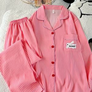 TEMU 여성용 경량 파자마 세트 - 달콤한 긴팔, 긴 바지, 자수 디테일이 있는 캐주얼 패션 홈웨어, 봄 & 가을에 완벽, 캐주얼 홈웨어|캐주얼 스타일|긴팔 탑, 파자마|잠옷|냉장고바지|옷