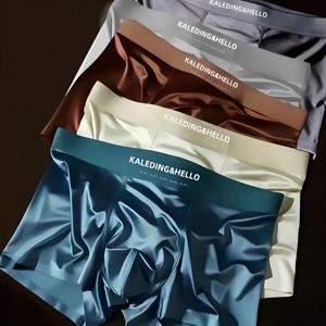 TEMU 랜덤 남성용 아이스 실키 섬유 드로즈 - 초경량, 통기성, 쿨 하이 단색 속옷, 부드러운 질감의 여름 패션 디자인, 편안한 데일리 웨어, 슬림핏 속옷, 중간 탄성