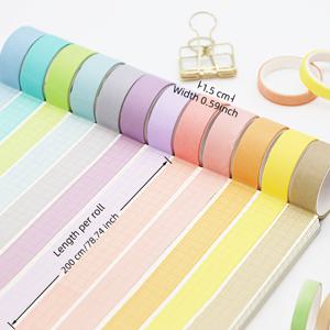 TEMU 12롤 컬러 마스킹 테이프 세트, 파스텔 색상 화가용 테이프, 교사 및 어린이에게 적합한 DIY 공예, 스크랩북킹 공예, 불릿 저널링 또는 예술 프로젝트 용품을 위한 쓰기 가능한 재사용 가능한 테이프 12색 와시 테이프