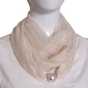 TEMU 여성용 3겹 확장형 목도리 - 부드러운 연한 베이지 폴리에스터, 우아한 단색, 가을/겨울에 다용도, 장식 및 기능성 따뜻함, 야외 활동에 완벽, 겨울 스카프 | 우아한 목도리 | 부드러운 질감의 스카프, 목도리