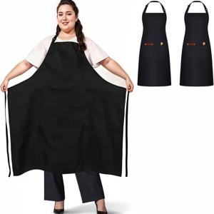 TEMU 2개 대형 사이즈 포켓 3개 작업 앞치마, 정원용, 주방, 요리, 바비큐, 레스토랑, 비스트로, 카페용 조절 가능한 앞치마