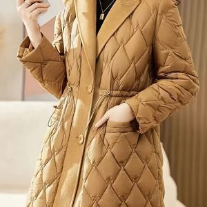 TEMU 여성용 우아한 겨울 코트 - 긴 포멀 & 데일리 아우터, 버튼 프론트 클로저, 따뜻한 단열 방한 재킷 (오피스, 파티, 캐주얼 의상) - 세련된 여성용 아우터, 여성 겨울 코트, 파티 복장, 튼튼한 원단, 오피스룩, 클래식 디자인, 고품질 소재, 전문 여성, 여성용 겨울 재킷/코트, 여성용 겨울 옷