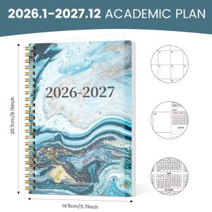 TEMU 2026년 1월부터 2027년 12월까지 2년 학교용 아카데믹 캘린더 – 넓은 그리드, 노트 & 깔끔한 디자인으로 공부와 생활의 균형을 위한; 선생님과 전문가에게 이상적 (청록색 커버), 스쿨플래너, 티처플래너, 플래너, 넉넉한 그리드, 플래너, 튼튼한 제본, 메모하기 플래너, 학술일기장