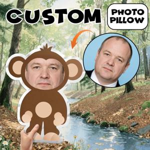 TEMU 1개 맞춤형 사진 몽키 플러시 베개 - 개인화된 얼굴이 있는 부드러운 폴리에스터 스터프 동물 쿠션, 침실 및 소파 장식용 혼합 색상, 생일, 새해, 발렌타인데이를 위한 이상적인 선물, 포근한 홈 액세서리, 재미있는 디자인의 플러시 텍스처