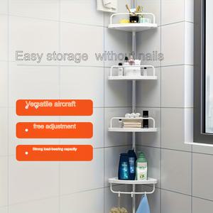 TEMU 코너 샤워 선반 텔레스코픽 로드: 방청 샴푸 보관 선반, 샤워실에 적합 - 텔레스코픽 로드 샤워 선반, 욕실 및 욕조에 적합 - 독립형 욕실 선반