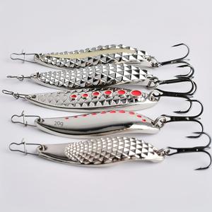 TEMU 5개입 5/10/20g 실버 시퀸 메탈 스푼 VIB 낚시 루어 트레블 후크 딥 씨 트롤링 스피너 베이트