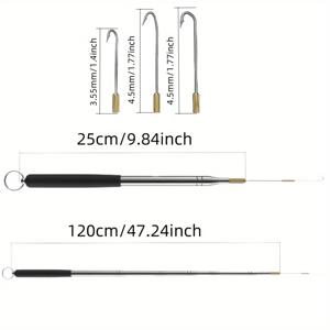 TEMU 1세트 텔레스코픽 이글훅 3개, 47인치까지 확장 - 하이 뱅크 낚시용 이글&랍스터 기어, 휴대용 스테인리스 강철 소형 텔레스코픽 이글훅 세트, 아버지의 날 & 초보자를 위한 랍스터 트랩, 민물·바닷물 겸용 컴팩트 사각이글후크 세트