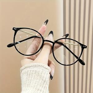 TEMU 1개 여성용 빈티지 큐트한 라운드프레임안경, 스쿨룩 Y2K - 가족·친구선물에 적합 / 사진촬영액세서리, 데일리워러블글래스, 캐주얼에이행거, 레트로패션소품, 트렌디한디자인, 스타일리시프레임, 여성ان경, 패셔너블그래스