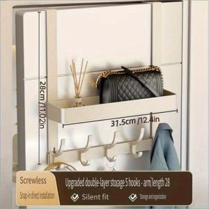 TEMU 드릴 필요없는 문걸이 랙 - 헤비듀티 금속 도어 정리대, 공간절약형 현관/침실/옷장 수납용 - 이층방수건조기, 가방, 열쇠 등을 쉽게 설치하기 쉬운 모던한 홈오거나이저, 세련된 디자인의 미니멀한 Hooks, 내구성 있는 소재와 녹슬지 않은 벽부착식 Hanger