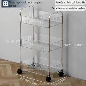 TEMU 아크릴 투명 이동식 수납대 - 2/3/4단 선택형, 수직분할 랙, 침실·거실·주방·욕실용 사무실&홈짐