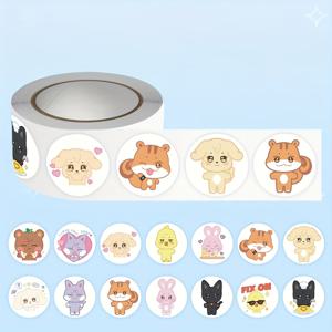 TEMU 1롤 Kpop Ateez 귀여운 스티커 - 치비 캐릭터, 생동감 있는 색상, 하트눈과 표정, OFFICIAL INSPIRED 수집용 선물 DIY 공예, 다이어리, 플래너, 스크랩북 (일회용 이동불가), 큐트한 빈얼 스티커