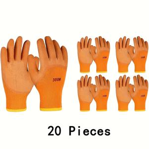 TEMU 20개 남성용 겨울 나일론 장갑 라텍스 코팅 - 두꺼운 보온, 스포츠, 사이클링, 스키 및 추운 날씨 야외 활동에 적합, 손세탁 전용, 겨울 스포츠 기어 | 두꺼운 장갑 | 내구성 있는 장갑, 장갑, 남성 사이클링 장갑