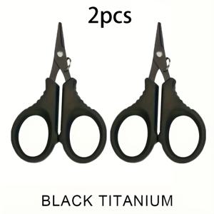 TEMU 2 티타늄 코팅 스테인리스 스틸 낚시 가위, 헤비 듀티 미끄럼 방지 톱니 모서리, 바다 및 민물 브레이드 낚시에 적합, 기본 낚시 장비 액세서리, 인체공학적 미끄럼 방지 손잡이가 있는 내구성 있는 구조 - 다기능 도구