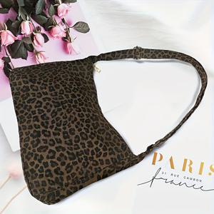 TEMU 여성용 프린트 숄더백 - 대용량 레트로 동물 프린트 핸드백, 골드톤 하드웨어, 베이지/브라운 나일론 크로스바디 퍼스, 업무, 캐주얼 및 일상 사용, 카키/커피 브라운, 지퍼 클로저