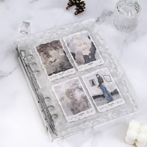 TEMU A5 앨범 카드 홀더 (6구), 투명 물결 패턴 카드 보관 북 (카드 슬롯 40개 포함), 아크릴 소재, 10개 루스 리프 4면 40개 카드 슬롯, 사무용품 시간 모음