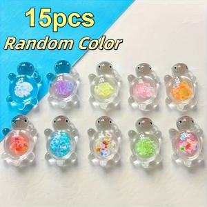 TEMU 15개 야광 거북이 참 - 멀티컬러 루미너스 아크릴 DIY 주얼리 펜던트, 파스텔 & 네온 빛, 귀여운 거북이 장식품, 키체인, 목걸이, 파티 선물용 (- 아래 발광)