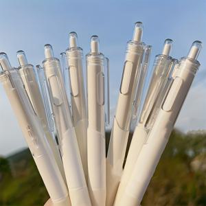 TEMU 10개 세트의 흰색 진주색 리트렉터블 볼펜, 검은 잉크 - 디자인, 내구성 있는 플라스틱, 사무실, 학교, 일기 및 일상 사용을 위한 부드러운 쓰기, 사무용품, 세련된 펜 디자인, 금속 액센트, 부드러운 쓰기 펜, 부드러운 잉크 흐름, 미세 팁 펜