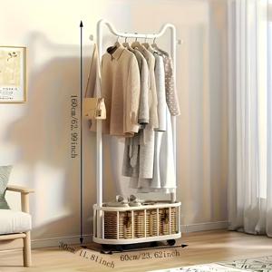 TEMU 1개 이동식 수직 옷걸이, 침실 및 거실용 다기능 코트 행거, 바닥부터 천장까지 옷 건조대, 발코니 욕실 보관에 적합, 드릴링 필요 없음, 안정적인 홈 오거나이저, 조립 필요, 의류 랙/스탠드, 의류 액세서리, 서있는 옷걸이, 옷장 스탠드|빨래건조대|스탠드옷걸이