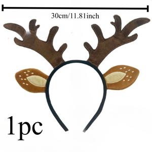 TEMU 1개 조절 가능한 순록 뿔 머리띠 - 갈색 & 흰색 인조 퍼와 검은색 스트랩, 할로윈, 크리스마스, 휴일 파티, 코스프레 및 가족 사진에 완벽, 휴일 헤드웨어 | 장난기 있는 디자인 | 내구성 있는 머리띠, 순록 액세서리, 할로윈, 머리띠, 헤어 액세서리, 헤어 핀