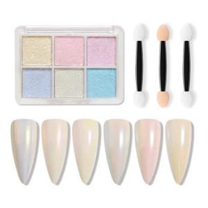 TEMU 브러쉬가 있는 6구 네일 글리터 팔레트 - 네일 아트, 네일 디자인 및 매니큐어 장식을 위한 혼합 파인 글리터, 네일 아트 용품, 매니큐어 필수품, 생생한 네일 컬러, 내구성 있는 네일 아트 도구, 네일 폴리쉬 파우더, 네일 참, 네일 파우더