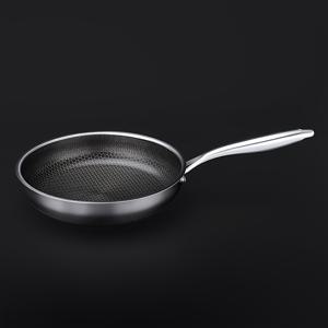 TEMU 고품질 스테인리스 스틸 양면 논스틱 프라이팬, 벌집 무늬, 인덕션 및 가스레인지 겸용, 고온 내성 주방용품, 손세척 전용, 인체공학적 디자인, 고품질 조리기구|인덕션