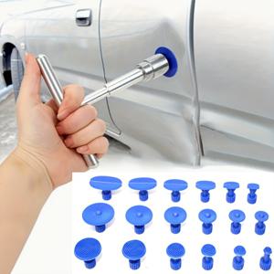 TEMU 18개 수동 차량 덴트 풀러 키트 - 전문가용 흡착 컵 수리 도구, 바디 덴트 제거 클립는 열가소성 접착제와 함께 사용해야 함, 페인트 수리 도구가 아님, 자동차 차체 수리 전문가용 패드 카드 홀더